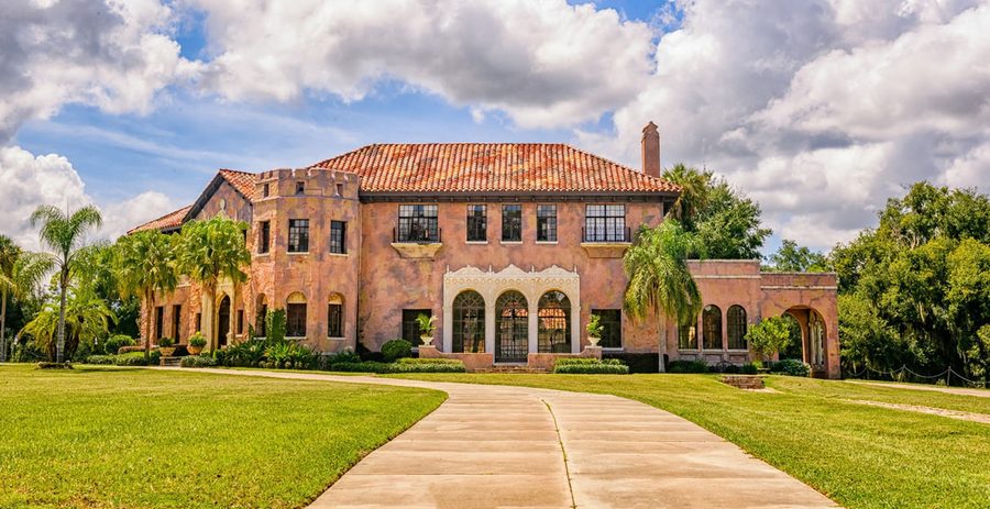 The Howey Mansion seen across its front lawn.