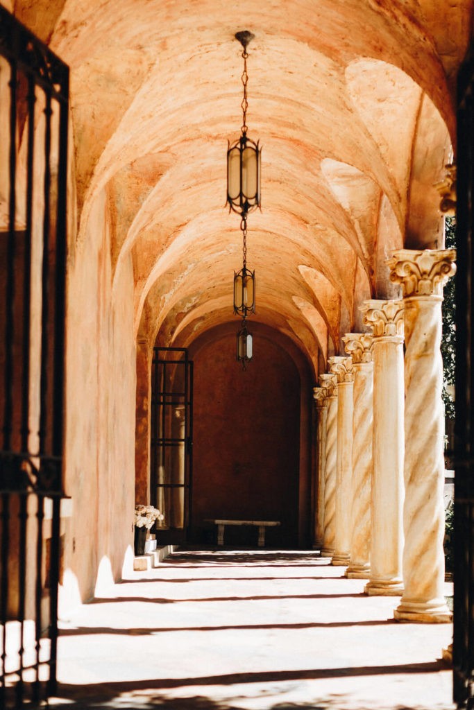 The vaulted loggia at the Howey Mansion.