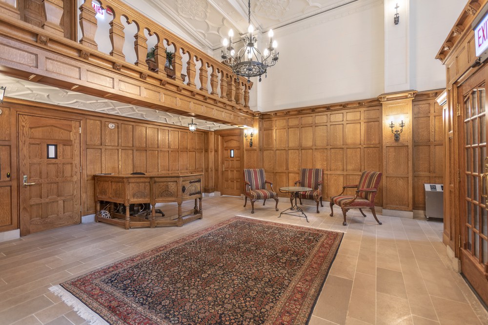 The panelled lobby at 220 East Walton Place.